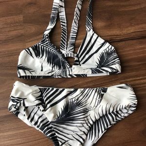 Mikoh Swimsuit- black and white tropical